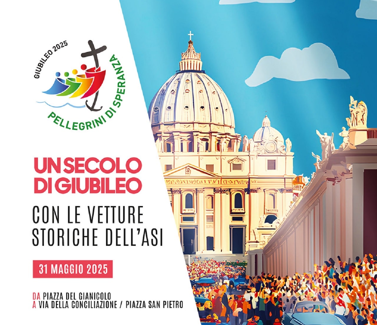 Un secolo di Giubileo: ASI in Piazza San Pietro con alcune auto storiche
