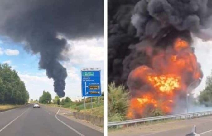 Esplosione a Crespellano: autocisterna di gasolio prende fuoco dopo incidente, morto l’autista