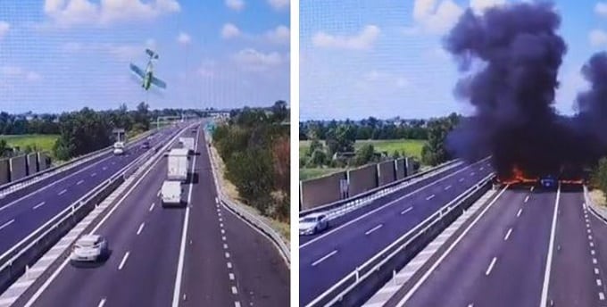 Incidente aereo a Brescia: le immagini shock dell’esplosione dopo lo schianto sulla tangenziale [VIDEO]