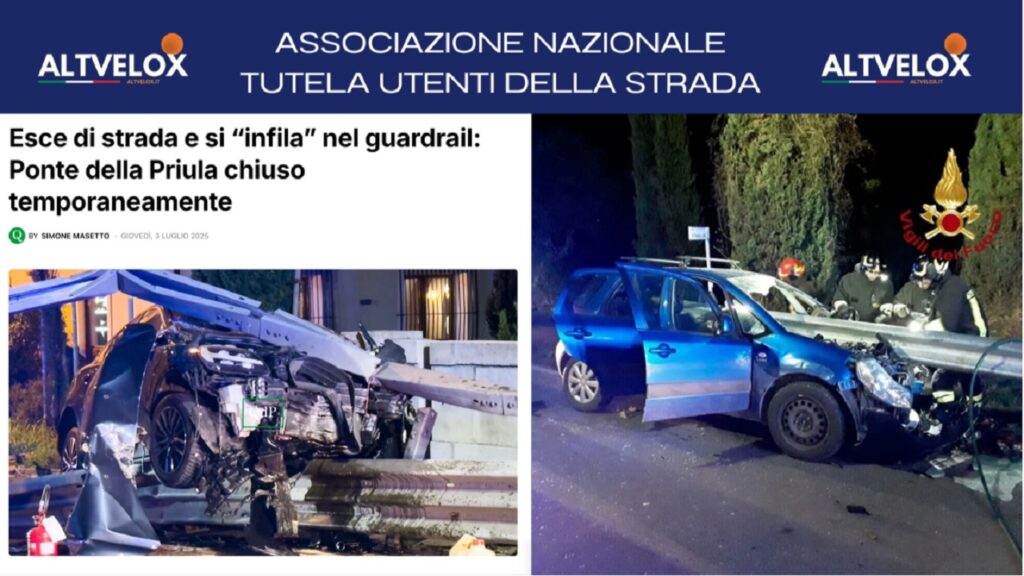 Auto trafitte dai guardrail: nel 2025 è ancora strage in Italia