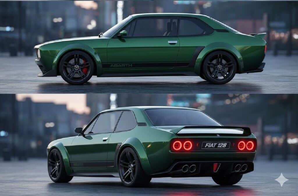 Fiat 128 Coupé 2.0: linee aggressive e stile Abarth nel nuovo concept digitale [RENDER]