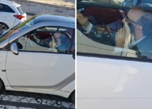 Roberto Benigni in auto, filmato mentre guida parlando al telefono e senza cintura [VIDEO]