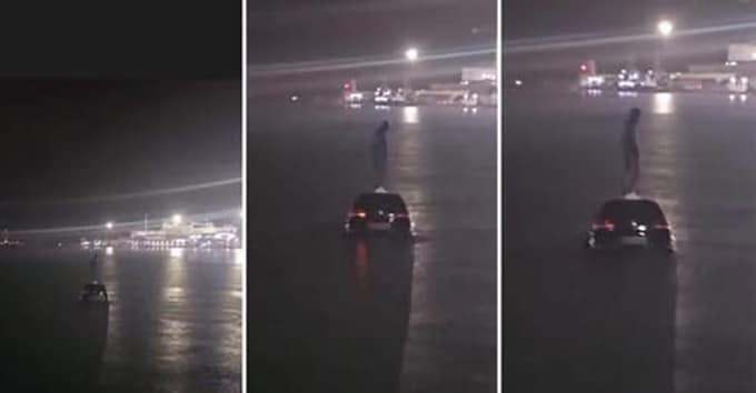 Bari, auto in mare al porto: il conducente si salva sfondando il parabrezza e salendo sul tetto [VIDEO]