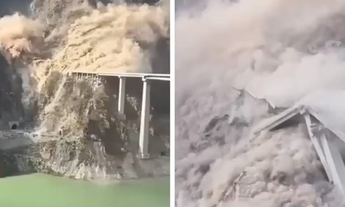 Cina, crolla ponte autostradale appena inaugurato: le impressionanti immagini del crollo [VIDEO]