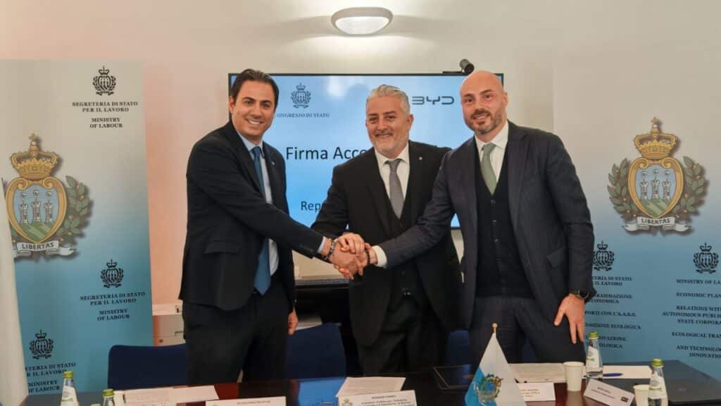 Accordo tra BYD e Repubblica di San Marino per tecnologie energetiche integrate e mobilità