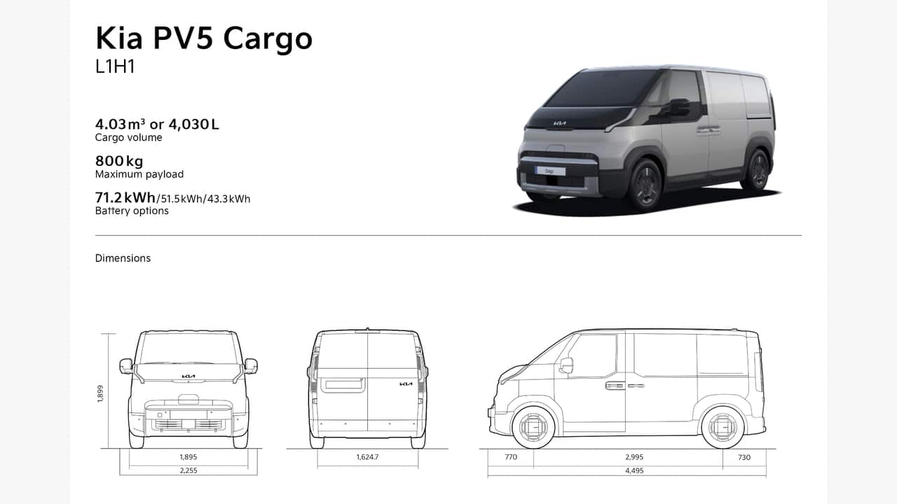 Kia PV5 Cargo: la gamma si amplia con le versioni High Roof e Standard
