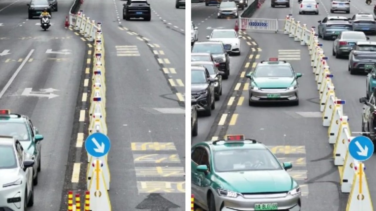 Il trucco della Cina contro il traffico: corsie che si muovono in tempo reale