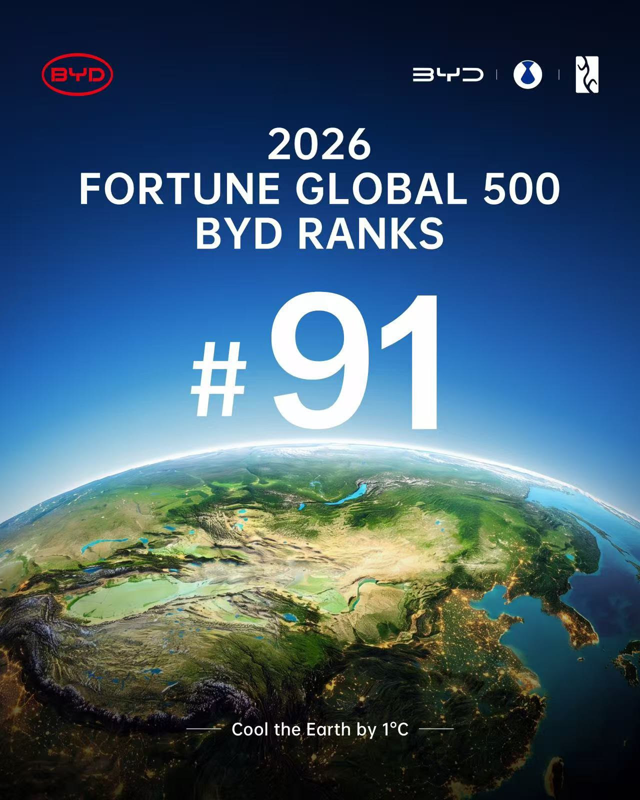 BYD nella top 100 della Fortune Global 500 2026