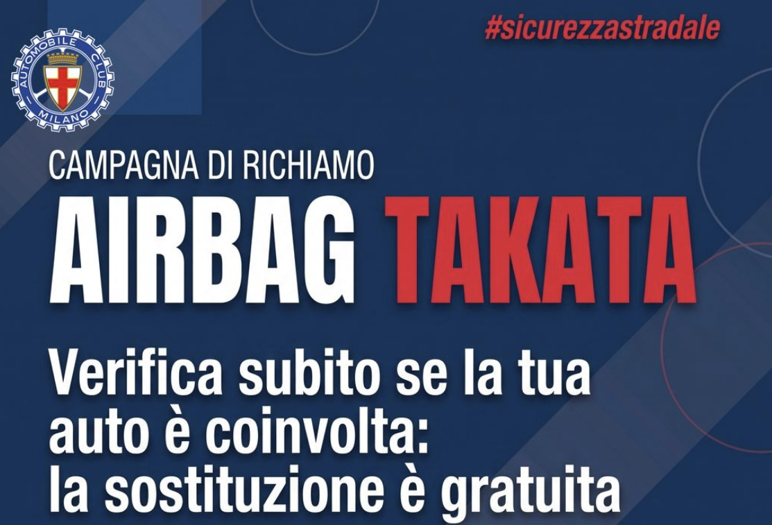 Airbag Takata, scatta il controllo obbligatorio: dal 17 luglio le delegazioni ACM verificano a ogni passaggio di proprietà