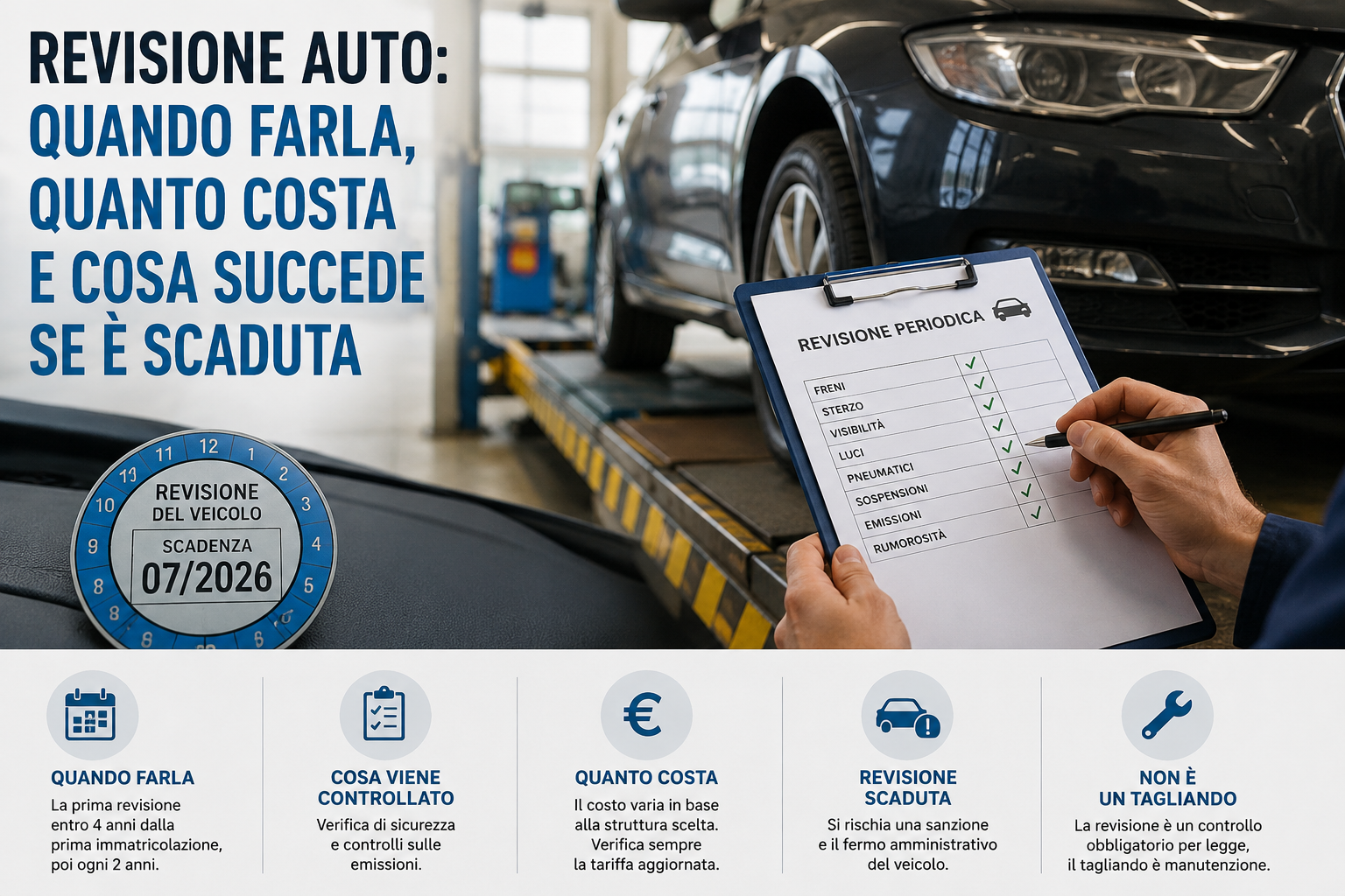 Revisione auto: quando farla, quanto costa e sanzioni