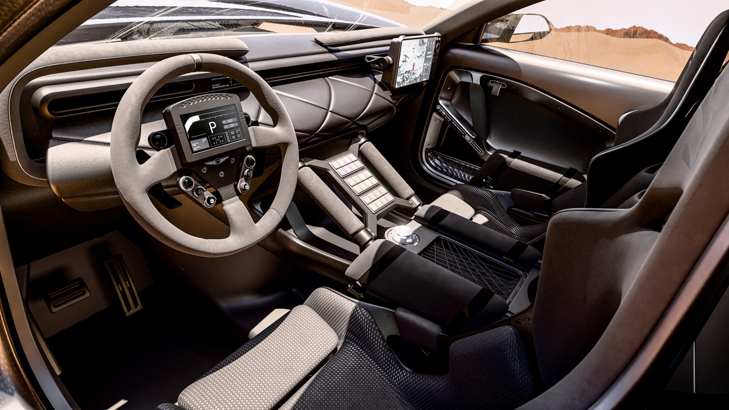 Interni Genesis X Skorpio Concept, volante con display integrato