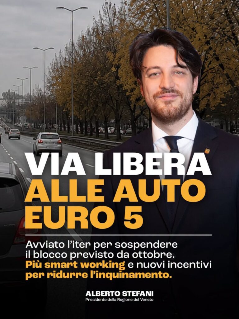 Veneto sospende il blocco diesel Euro 5 dal 1° ottobre