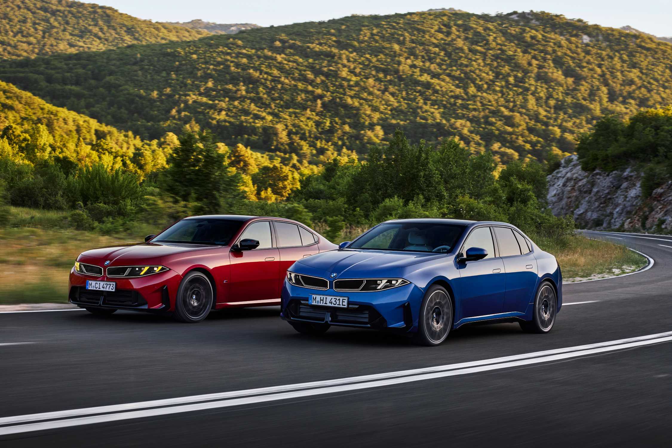 Nuova BMW Serie 3 e BMW i3 in azione su strada